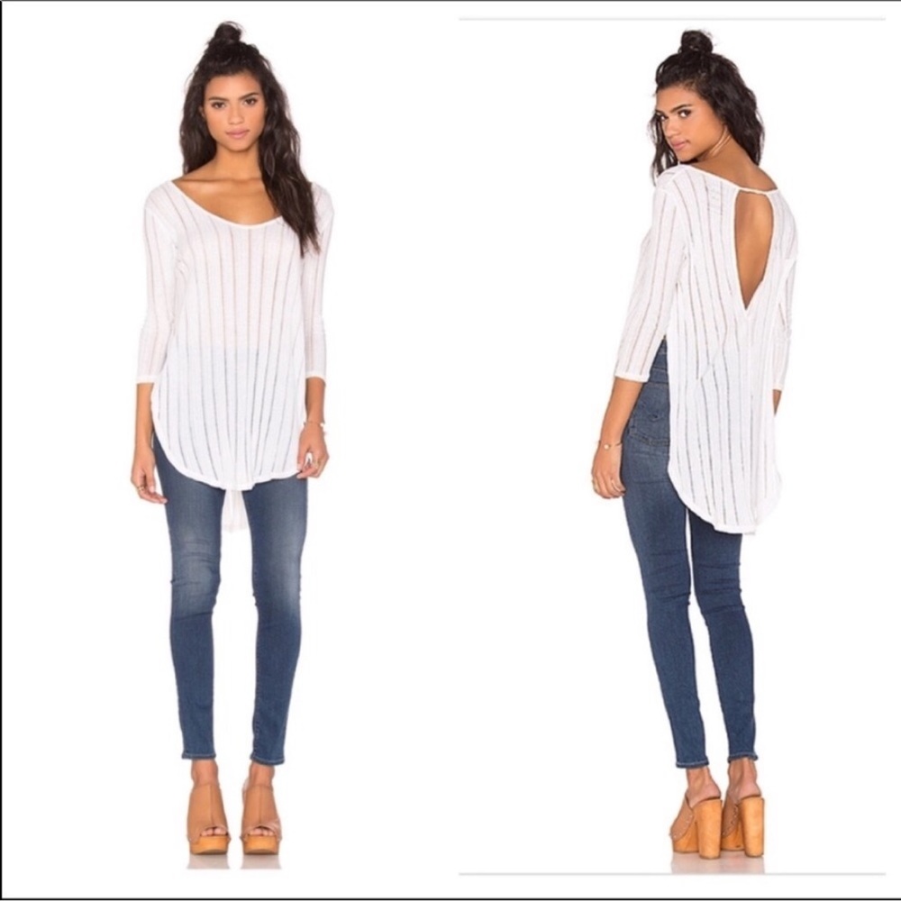 Free People Astoria Split Ribbed Tee Size S